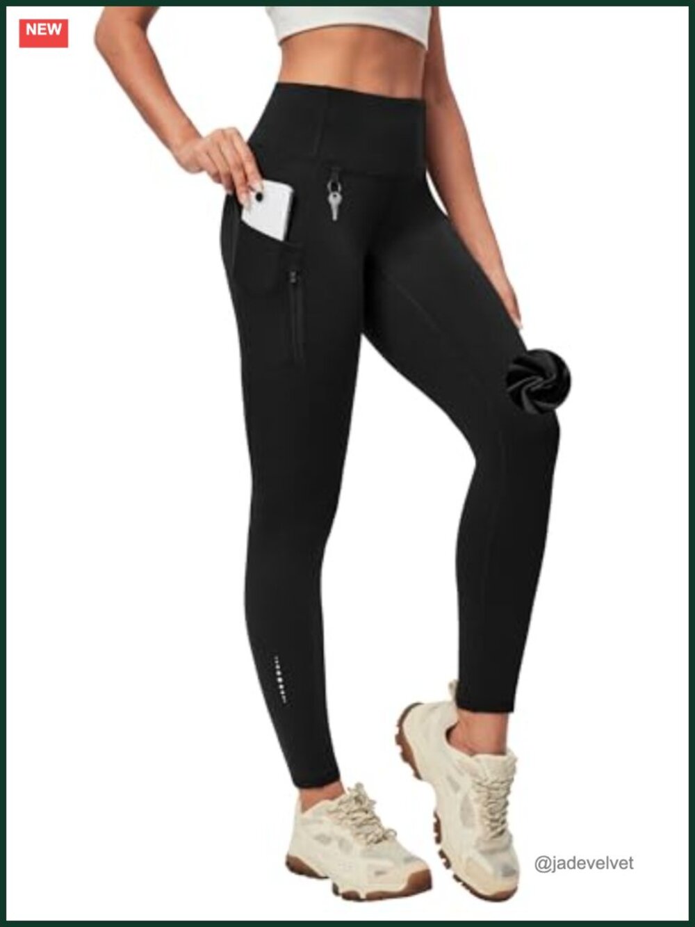 Fleece Lined Leggings with Pockets Waterproof Hiking Pants Thermal Running